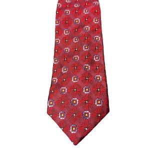 The Colswold‎ Collection By J.S. Blank red floral 100% Silk Necktie 3.5”W x 62”L